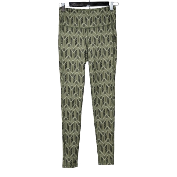 Lucy Brand Green Printed Leggings Sz S Olive Green - Picture 1 of 7